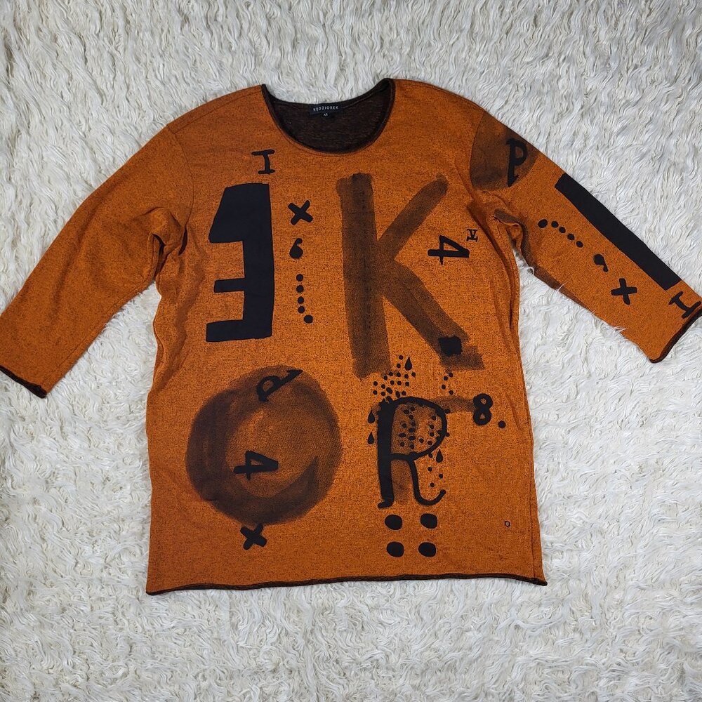 Kedziorek Tunic Sweater Womens Rust Lagenlook Bohemian Size EU 42 Oversized